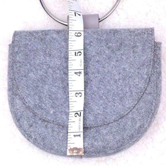 Theory Whitney Crossbody Bag in Gray Wool/ Green Suede- NEW - Picture 8 of 16